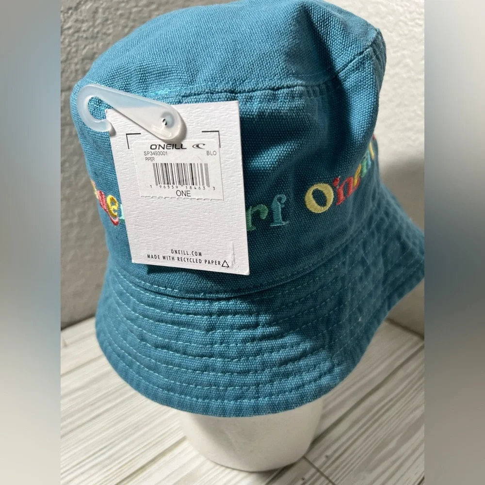 O'Neill surf women’s Bucket Hat‎ Multicolor Embroidery teal blue one size